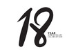 18 year anniversary celebration black color logotype vector, 18 number design, 18th Birthday invitation, logo number design vector illustration