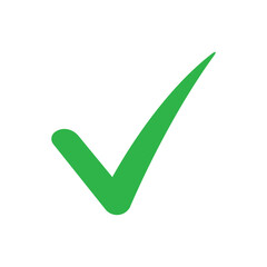 Green check mark icon. Tick symbol in green color, vector illustration. Vector illustration