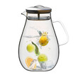 Glass jug with stainless lid and fresh lemonade
