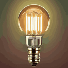 Wall Mural - Vector image of a light bulb. Realistic 3d object on transparent background. The effect of light. A symbol of creativity and ideas.