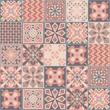 Fototapeta Kuchnia - Colored Mexican ceramic tile, pink gray beige pastel color, Azulejo mosaic tile