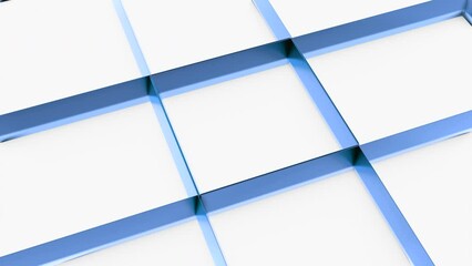 Poster - White floor. Design.A light background with a separating blue and green grid in abstraction.
