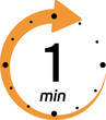 One minute icon. Cooking time concept. 1 minute waiting time icon. Illustration
