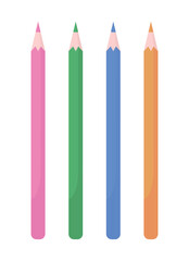 Poster - Crayons semi flat color vector objects set. Pencils for drawing. Editable elements. Full sized items on white. Simple cartoon style illustration collection for web graphic design and animation