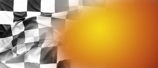 Wall Mural - Checkered racing flag on yellow orange background