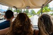 Driving golf cart with people in Isla Mujeres island, Mexico