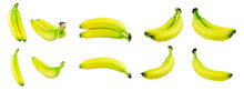 Set Of Isolated Bananas On White Background