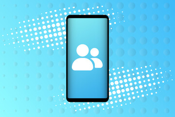 Wall Mural - Icon on smartphone screen in popular social media style. Modern advertising social media design. Vector illustration
