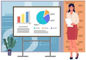 Poster - data analysis research statistics concept. work with statistics, strategy, business development. fem