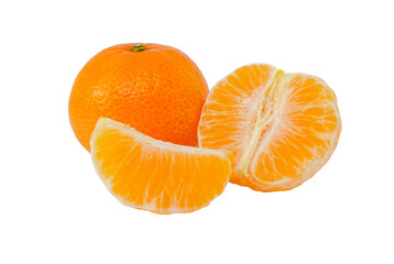 Wall Mural - a group of fresh mandarin orange isolated on transparent with png.