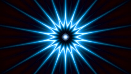 Poster - Psychedelic flashing neon pattern with rings and lines. Motion. Bright flashing pattern with neon circles and rays on black background. Star pattern is moving and flashing with neon lines