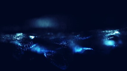 Fototapete - Particle flow futuristic animation wave of waves shapes loop 