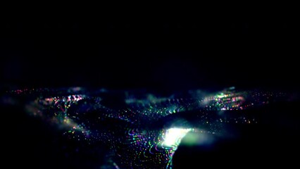 Fototapete - Particle flow futuristic animation wave of waves shapes loop 