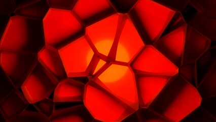 Poster - Beautiful abstract animation with triangular 3d elements. Design. Colorful rotating transforming shape.