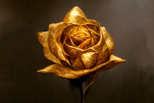 Yellow Gold Rose On Black Background