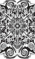 Decorative black and white gothic ornament, base for tattoo