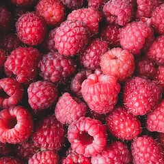 Fresh Harvest Organic Raspberries Background Top View Natural Light Selective Focus Toned