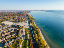 Port Union Train Station  Rouge Hill Park  Lake Ontario All In Drone View 