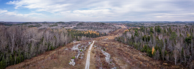 Wall Mural - Northern Ontario Autumn Aerial Of Trails And Wilderness