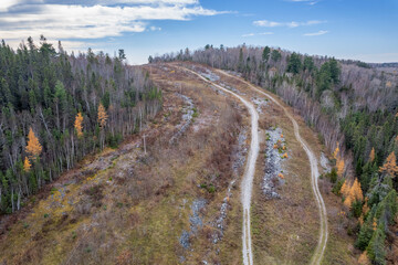 Canvas Print - Northern Ontario Autumn Aerial Of Trails And Wilderness