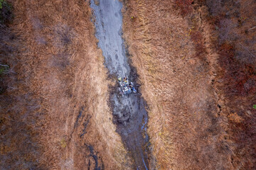 Wall Mural - Northern Ontario Autumn Aerial Of The Old Ferguson Highway 11 In Northern Ontario Canada