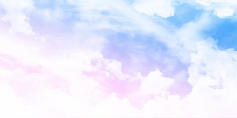 Wall Mural - pastel sky with white cumulus clouds. cloudscape in the sun, good weather with copy space. nature ba