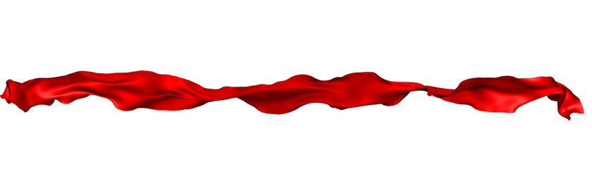 red ribbon silk cloth fly cloth floating fabric background, 3d rendering