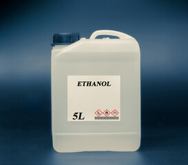 Canvas Print - Biofuel in chemical lab in plastic canister Ethanol