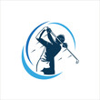woman golf club logo. golf training logo design template