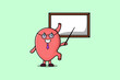 Cute cartoon Stomach teacher character teaching with whiteboard in flat cartoon style concept