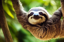 Close Up Of A Happy Sloth