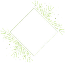 Wall Mural - watercolor green leaves wreath frame for logo or banner