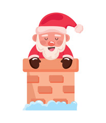 Wall Mural - santa claus in chimney