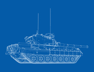 Poster - Tank. Vector rendering of 3d