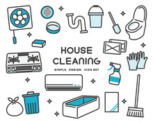 掃除や家事、大掃除に関するベクターイラスト素材／住まい／家事代行／掃除