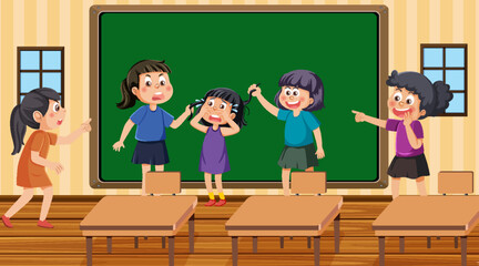 Wall Mural - Kids bullying their friend at school