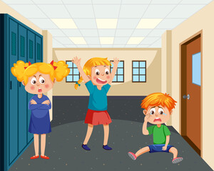 Sticker - School bullying with student cartoon characters