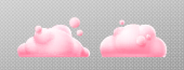 Wall Mural - 3d render pink clouds, fluffy spindrift or cumulus eddies. flying weather and nature design elements
