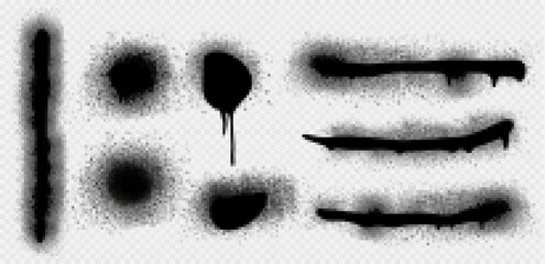 Wall Mural - spray paint drips and lines, black ink splatters, brush stains with graffiti effect. inky blots in u