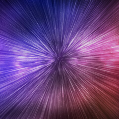 Wall Mural - Hyperspace speed effect in night starry sky. Bright blue and red galaxy, square background