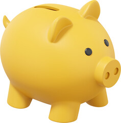 Poster - Yellow piggy bank. PNG icon on transparent background. 3D rendering.
