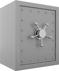 Poster - Retro safe with wheel handles. Gray close storage. PNG icon on transparent background. 3D rendering.