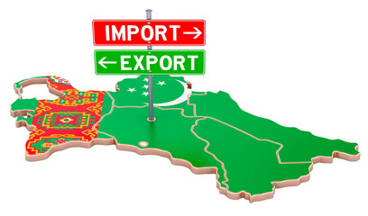 Poster - import and export in turkmenistan concept, 3d rendering