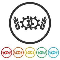 Sticker - Wheat Agriculture Industry logo. Set icons in color circle buttons