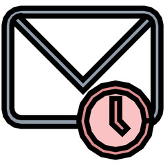 Poster - Mail with Clock sign Colored Line Icon