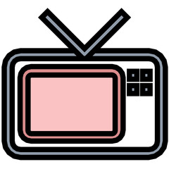 Sticker - Vintage TV Colored Line Icon