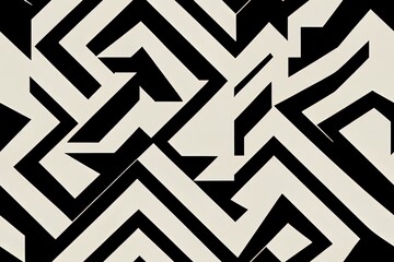 Poster - Geometric seamless pattern. Repeated abstract line background. Modern triangle gray texture. Repeating contemporary geometry design for prints. Black and white stylish patern. illustration