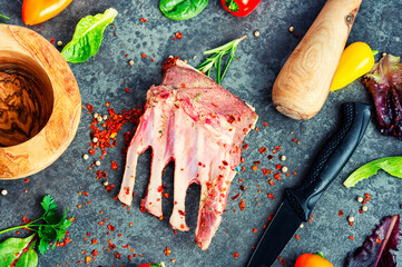 Wall Mural - Raw lamb ribs for cooking