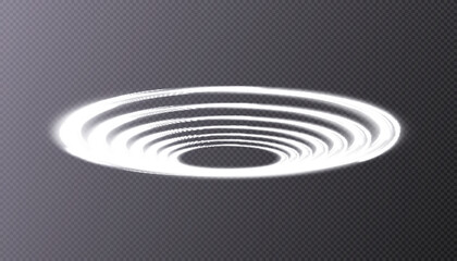Poster - Glowing blurred circles in motion. The effect of vortex motion. Abstract rings of light energy. Vector PNG