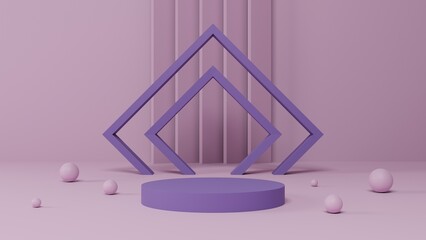 Poster - minimal pastel pink and purple pedestal or podium mockup display, empty platform for product showcase and presentation, clean stage, 3d rendering